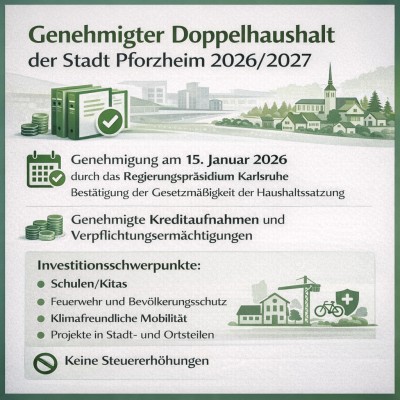 Haushalt Pforzheim 2026/2027 vom Regierungspräsidium genehmigt