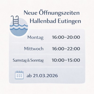 Neue Öffnungszeiten im Hallenbad Eutingen