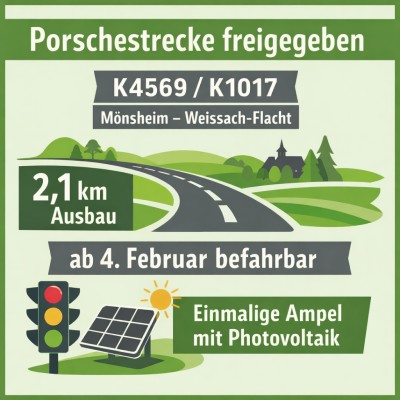 Porschestrecke zwischen Mönsheim und Weissach-Flacht freigegeben