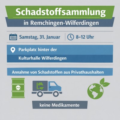 Schadstoffsammlung am 31. Januar in Remchingen-Wilferdingen