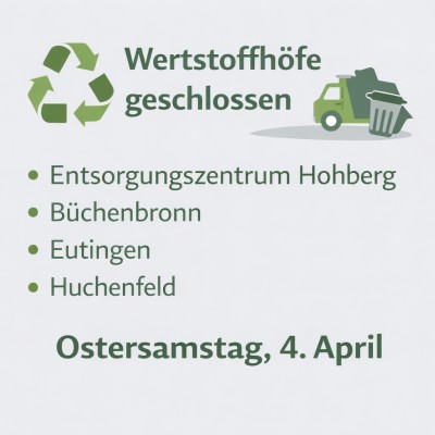 Wertstoffhöfe geschlossen am Ostersamstag