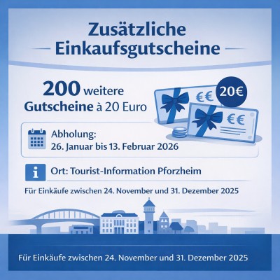Zusätzliche Einkaufsgutscheine für Pforzheimer Kundinnen und Kunden