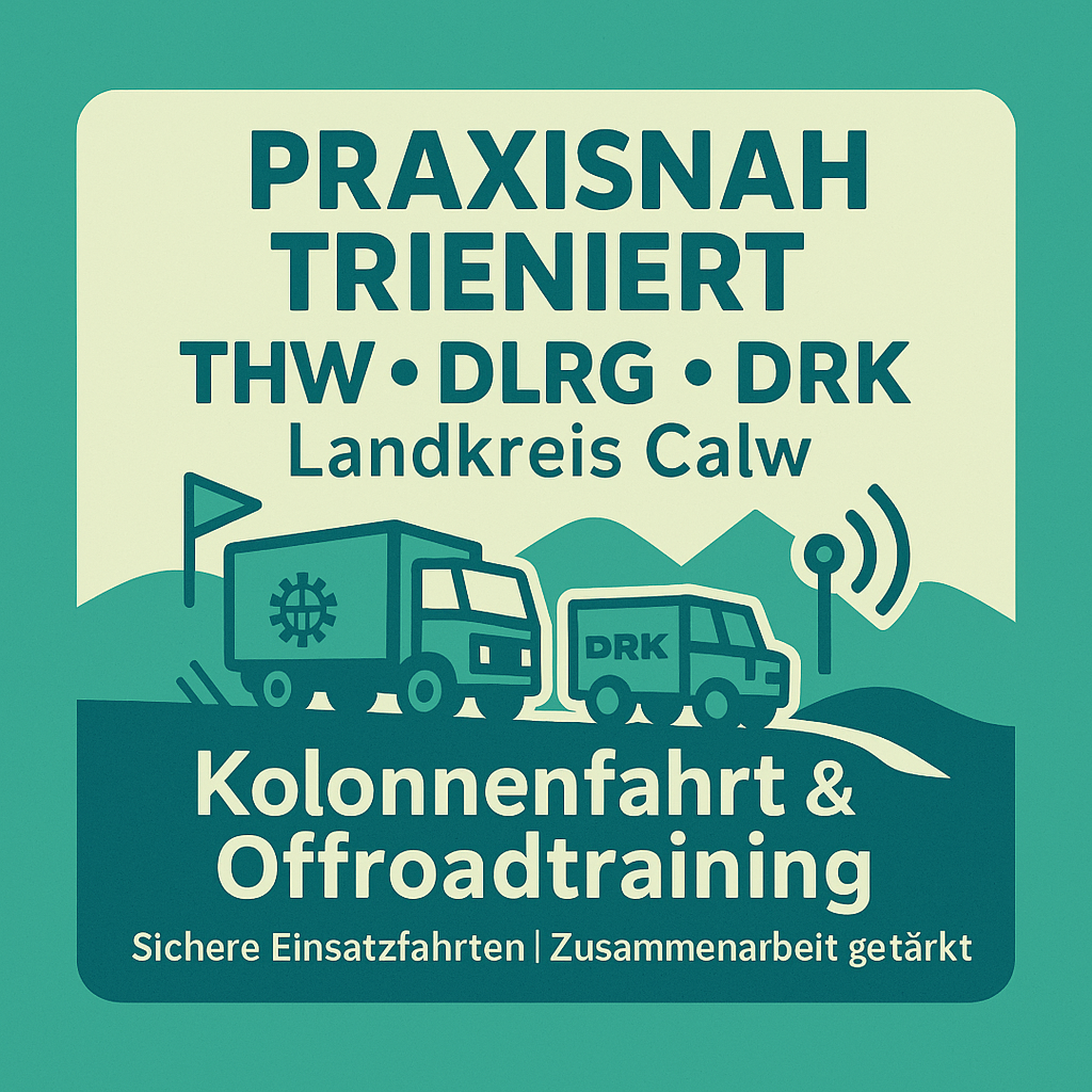 THW übt mit Partnern sichere Einsatzfahrten und Geländefahrten