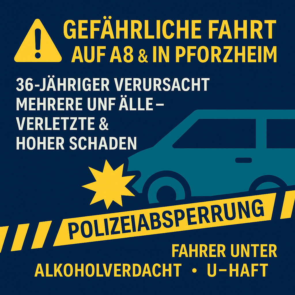 Mutmaßlich alkoholisierter Fahrer verursacht Unfälle bei Pforzheim