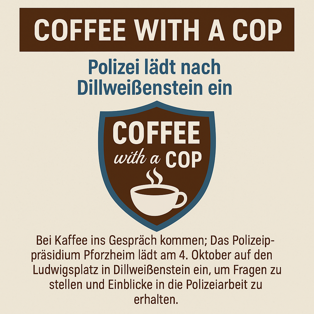 „Coffee with a Cop“: Polizei lädt nach Dillweißenstein ein