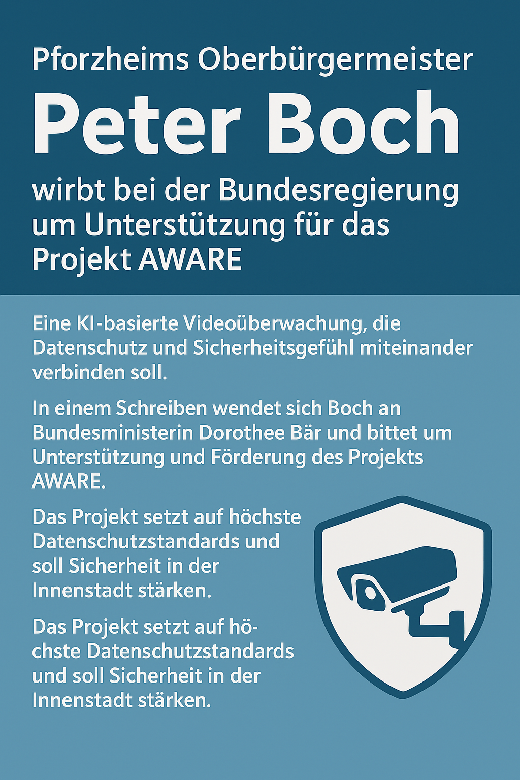 OB Boch fordert Bundesförderung für KI-Sicherheitsprojekt AWARE