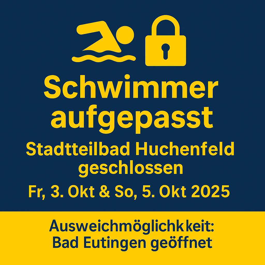 Stadtteilbad Huchenfeld schließt am 3. und 5. Oktober kurzfristig