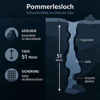 Pommerlesloch Schachthöhle Infografik