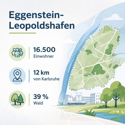 Eggenstein-Leopoldshafen: Lage, Struktur und Infrastruktur