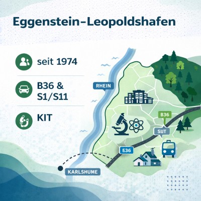 Eggenstein-Leopoldshafen: Lage, Infrastruktur und Entwicklung - FAQ: Wichtige Fragen zu Eggenstein-Leopoldshafen