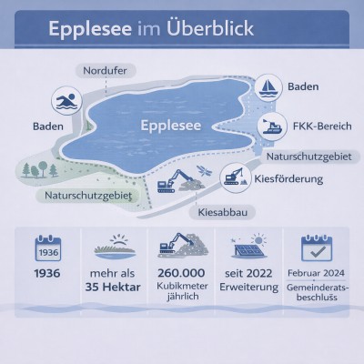 Epplesee bei Rheinstetten: Ausbau, Nutzung und Planung