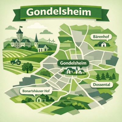 Gondelsheim und Umgebung im Detail