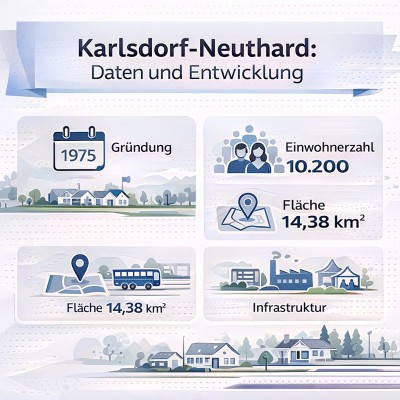 Karlsdorf-Neuthard: Zusammenschluss 1975 und Standortdaten