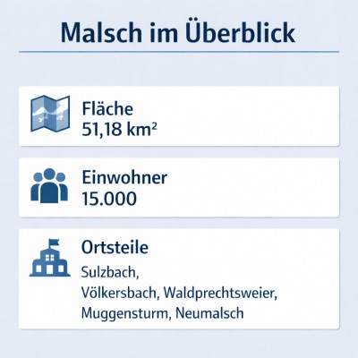 Malsch: Lage, Struktur und zentrale Kennzahlen der Gemeinde